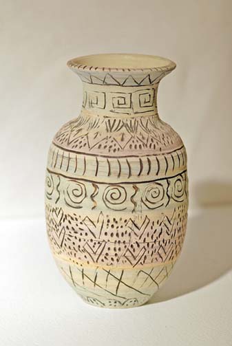 Carved Thrown Pot Narrow Carved Thrown Pot Narrow